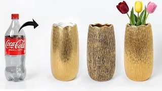 Plastic bottle Flower vase making || Gypsum(POP) flower vase || DIY Plastic bottle crafts