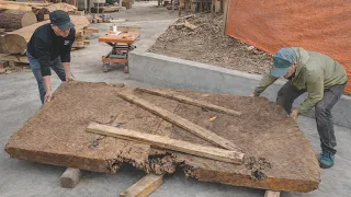 His 500-Year-Old Wood Was Too Big To Move  Until A Carpenter Made It A 5-Meter Table // Woodworking