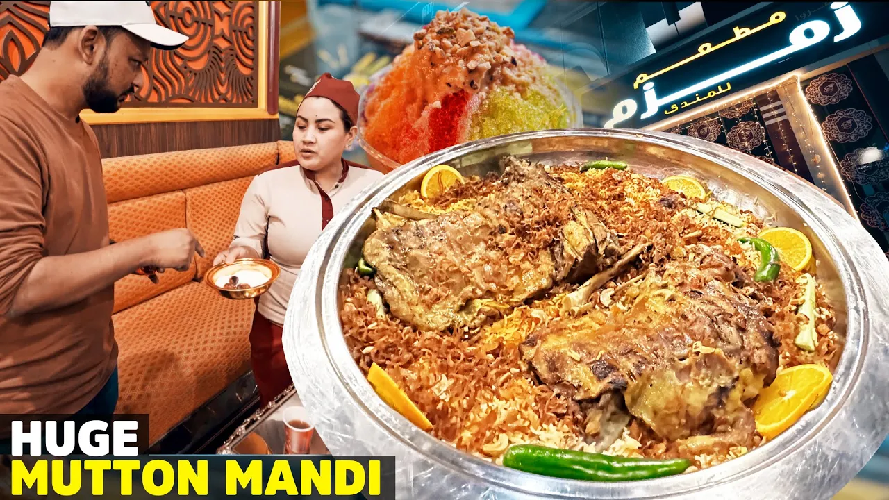 Best Mutton Mandi in Dubaii?   Huge Goat Platter, Traditional Arabian Food Luqiamat amd Qahwa, UAE