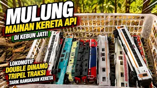 MULUNG Mainan Kereta Api di Kebun Jati! Lokomotif Double Dinamo Tripel Traksi Tarik Rangkaian Kereta