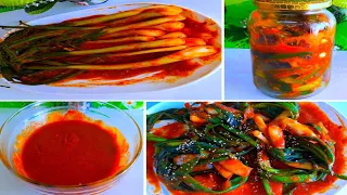 كيمتشي البصل الأخضر الكوري بطريقة سهلة وبمكونات متوفره وطعم لذيذ وطريقة حفظه 