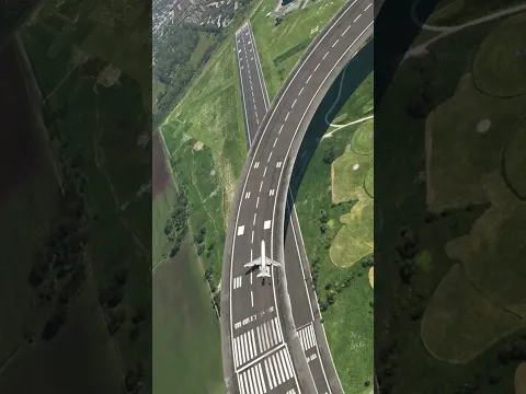 Would you dare to ride on a curved runway landing? (Simulation) #aviation