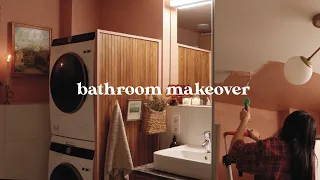 Small bathroom makeover under 500 Ikea vanity hack diy washer divider