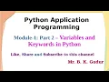 Variables and Keywords In Python