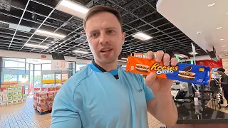 Trying American snacks in Dallas, Texas