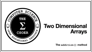 Two Dimensional Array The addition of two matrices