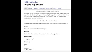 CSES Introductory Problems Weird Algorithm