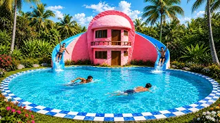 Pink Mud Pool House With Twin Giant Water Slides