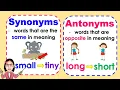 Synonyms and Antonyms - meaning and examples Lesson with quiz