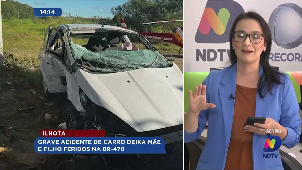 Mãe e filho ficam feridos em acidente na BR-470
