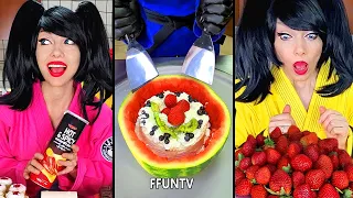 Ice cream challenge! Chocolate food vs vanilla food mukbang