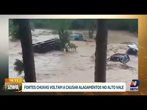 Alerta de alagamentos: fortes chuvas elevam Rio Itajaí-Açu no Alto Vale