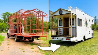 Couple Build Stunning Caravan Home on an Empty Truck Chassis | Full Transformation @seyyarhane ​