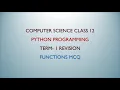 Python Functions Based MCQ Term 1 Revision Computer Science Class 12