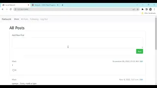 CS50 Web Programming With Python and Javascript Project 4 Network Submission