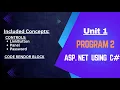 Unit 1 Program 2 ASP NET using C