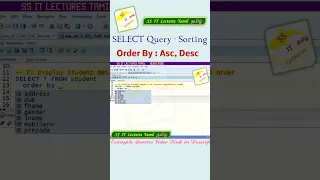 SQL SELECT Query Sorting Ascending Descending Order