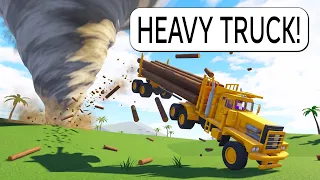 I Drive the HEAVIEST Trucks Into a Tornado on Roblox BUT They All FLEW...