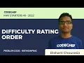 RATINGINPRAC DIFFICULTY RATING ORDER May Starters40 2022 Problem Solutions CodeChef