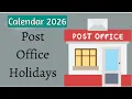 Post Office Holiday List 2026 India Post Holiday Calendar 2026