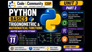 Python Basics Episode 11 Trigonometric Mathematical Functions Code4Community CDP
