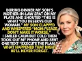 My Son’s Mother-in-Law Spat On My Plate, And He Applauded Her. What I Did That Night Shocked Him
