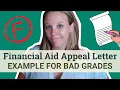 Financial Aid Appeal Letter Example for Bad Grades