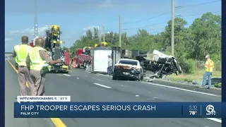 Box truck smashes into FHP trooper s vehicle on Florida s Turnpike