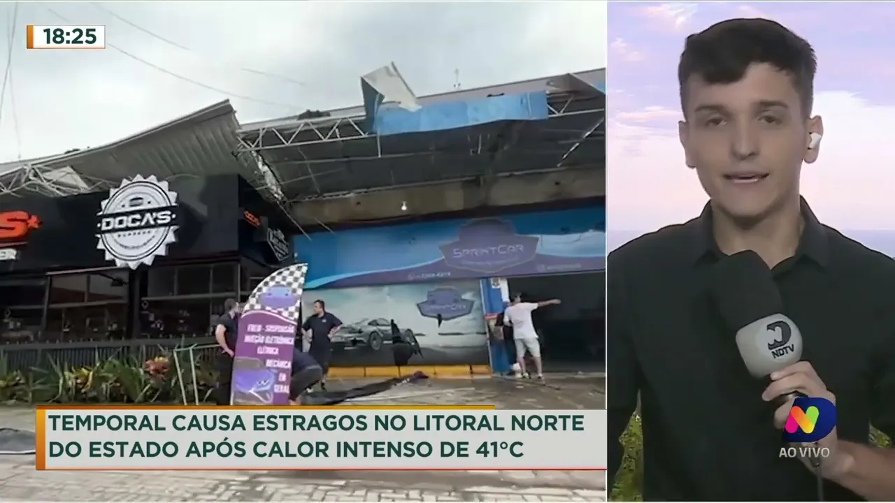 Temporal causa estragos no Litoral Norte do estado após calor intenso de 41ºC