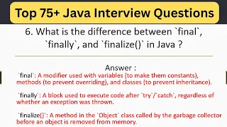 Top 75 Java Interview Questions - What is the Difference Between final finally and finalize in Java