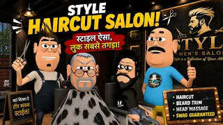 SALON ( BARBER HAIRCUT ) NAI KI DUKAN - KADDU JOKE | TAKLA NETA , GORA KADDU, KALA KADDU COMEDY