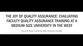 Kaatz QA Article for QM