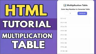 Create Multiplication Table Generator with HTML JavaScript Step by Step Tutorial