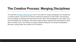 The Intersection Of Photography And Design A Creative Journey With Dimitris Nikolopoulos 