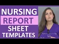 Nursing Shift Report Sheet Templates by Nurse Sarah How to Give a Nursing Shift Report