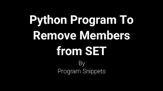 Python Program To Remove Elements From Set