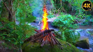 Real video 4K in the most beautiful Kulen mountain, relaxing fire sound for sleep, Meditation, Yoga