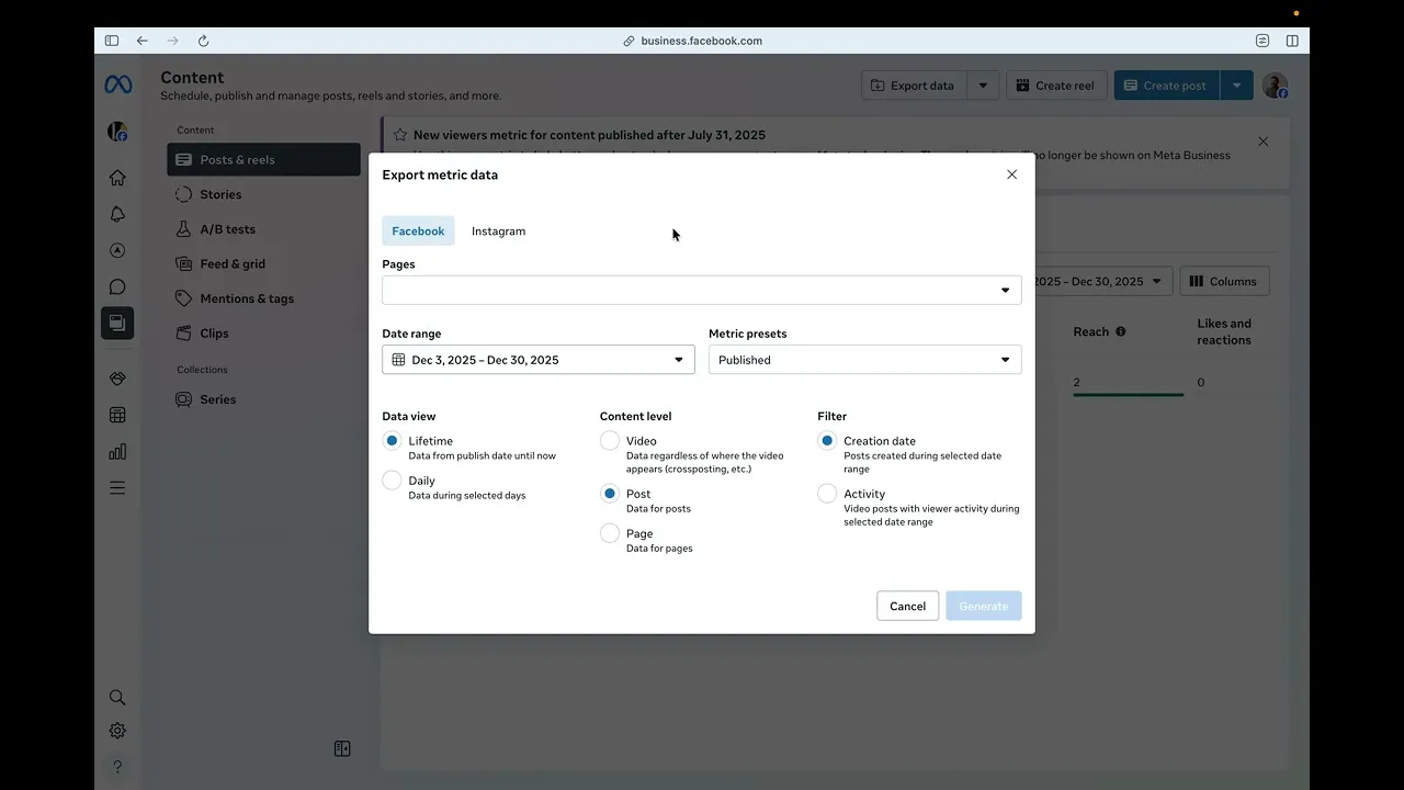 Meta Business CSV Export Guide