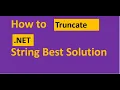 How do you Truncate a NET String