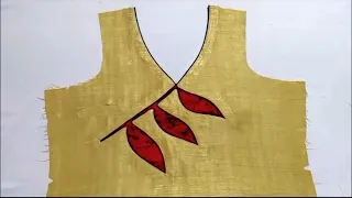 पत्तियों वाला Latest Stylish Front Neck Design | Easy Cutting & Stitching | Designer Neck Tutorial
