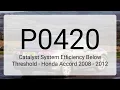 DTC P0420 Catalyst System Efficiency Below Threshold - Honda Accord 2008