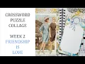 CROSSWORD Puzzle Collage Week 2 Friendship is Love Collaging using Vintage SEWING PATTERN Girls