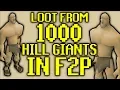 OSRS Loot From 1000 HILL GIANTS in F2P