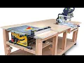 Mobile Flip-Top Miter Saw Station Table Saw Workbench Space-Saving Design