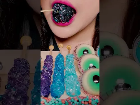 ASMR PLANET GUMMY, ROCK CANDY, EYEBALL JELLY, ROPE JELLYEATING SOUNDS 눈알젤리, 지구젤리, 로프젤리 #Shorts