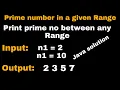 prime numbers in a given range Java solution Java technical interview question prepinsta top 100