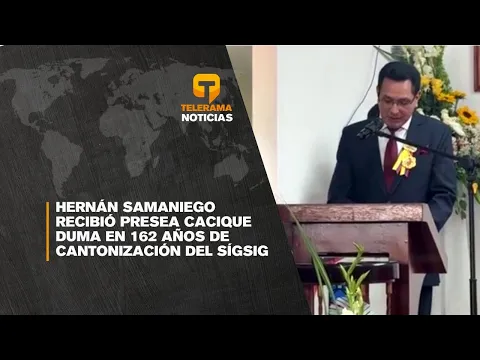 Hernán Samaniego recibió presea Cacique Duma en 162 años de cantonización del Sígsig