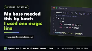 Python One-Liner How to Flatten Nested Lists Fast Crack the Coding Interview