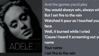 Set Fire To The Rain ADELE But I Set Fire To The Rainn Spotify Lyrics Songs Youtube Video  Set Fire To The Rain ADELE But I Set Fire To The Rainn Spotify Lyrics Songs Youtube Video