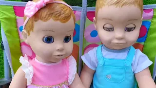 Luvabella Dolls Having Fun at the Playground on the Pushchair